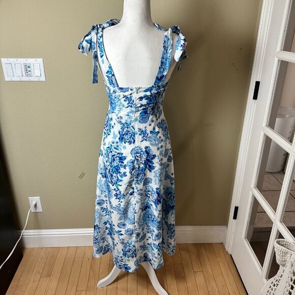 SHEIN Blue & White Floral Toile Midi Sundress Dress Size Small - Picture 9 of 12